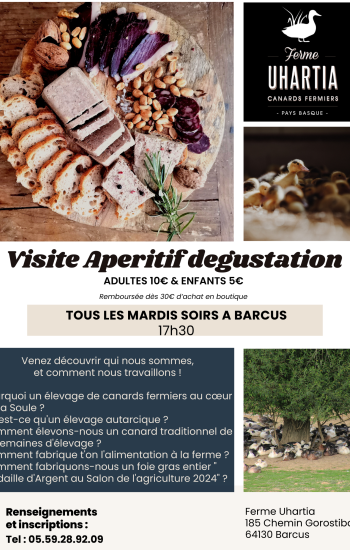 Visite Apéritif Dégustation tous les mardis soirs à la Ferme du 16 Juillet au 27 Août